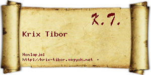 Krix Tibor névjegykártya
